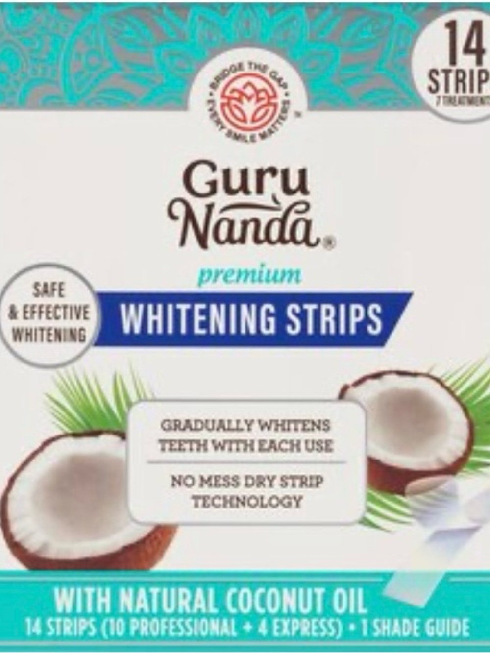 Premium Whitening Strips with Natural Coconut Oil - White